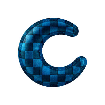 Blue Plaid Fabric Crescent Moon 3D Icon Festa Junina Brazil