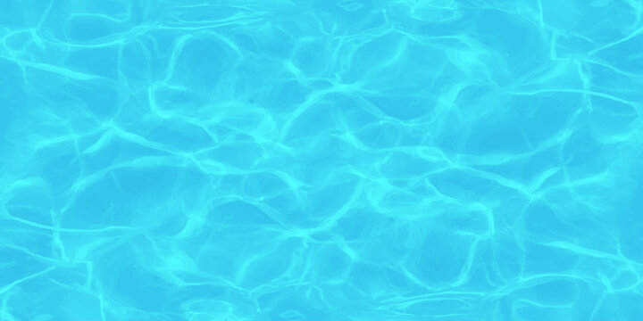 Clear blue swimming pool water texture with ripples and bright sunlight caustics background