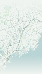 Obraz premium Modern minimalist vector map of Augusta, Maine, USA. High-quality scalable illustration of Augusta city grid, Kennebec River, Maine State House, and New England highway infrastructure for posters.