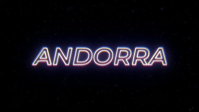  Andorra Neon Sign Text with Classic Retro Theme