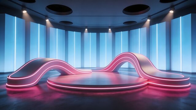 Futuristic neonlit stage design