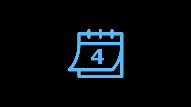 Light blue calendar showing the number four on a black background