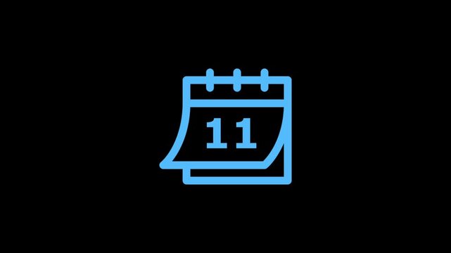 Light blue calendar showing the number eleven on a black background