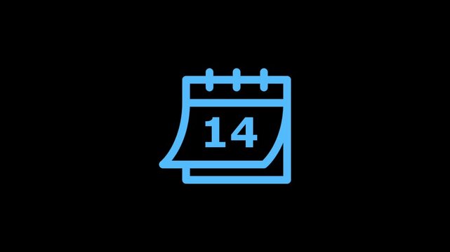Light blue calendar showing the number fourteen on a black background