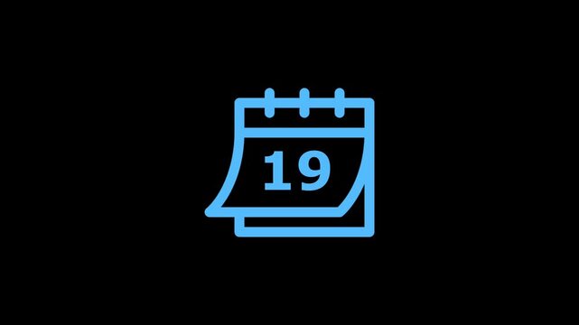 Bright blue calendar displaying the number nineteen on a solid black background