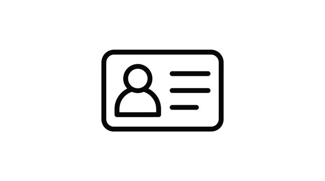 The identification card icon features a simple outline of a person's silhouette positioned next to three horizontal lines on a white background.
