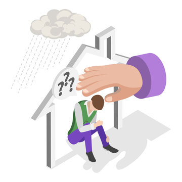 3D Isometric Flat  Illustration of FOMO stands for Fear of Missing Out. Item 1
