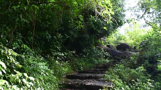 An Ancient Staircase at the Maligatenna (Maligathanna) Raja Maha Viharaya, Gampaha, Sri Lanka.
