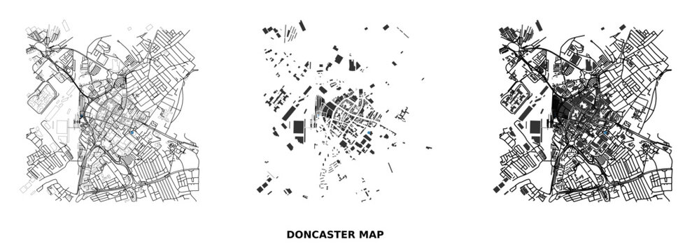 Doncaster city map layout showing street network and building footprints