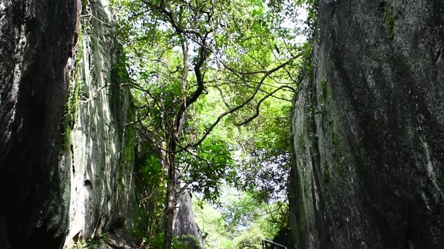 An Ancient Staircase at the Maligatenna (Maligathanna) Raja Maha Viharaya, Gampaha, Sri Lanka.