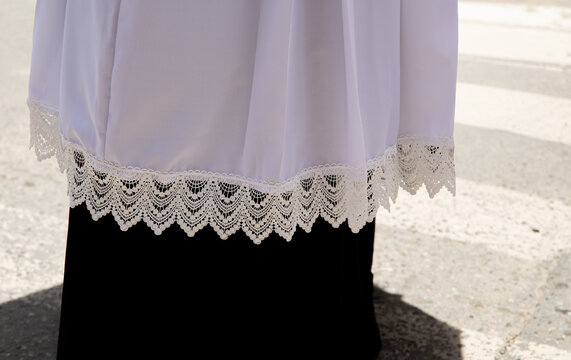 Lace detail of Catholic liturgical vestment