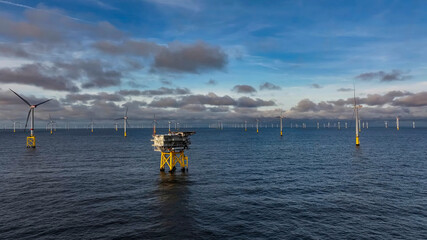 Panoramic view of a huge offshore wind farm © WILL PHOTOGRAPHY