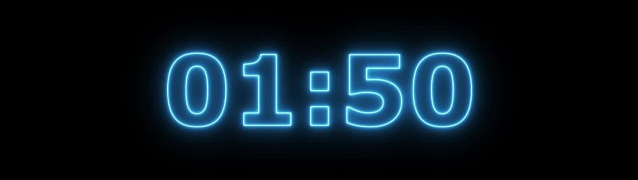 Countdown timer animation of 2 minutes on transparent background with alpha channels, 2 minutes countdown timer animation, countdown video.