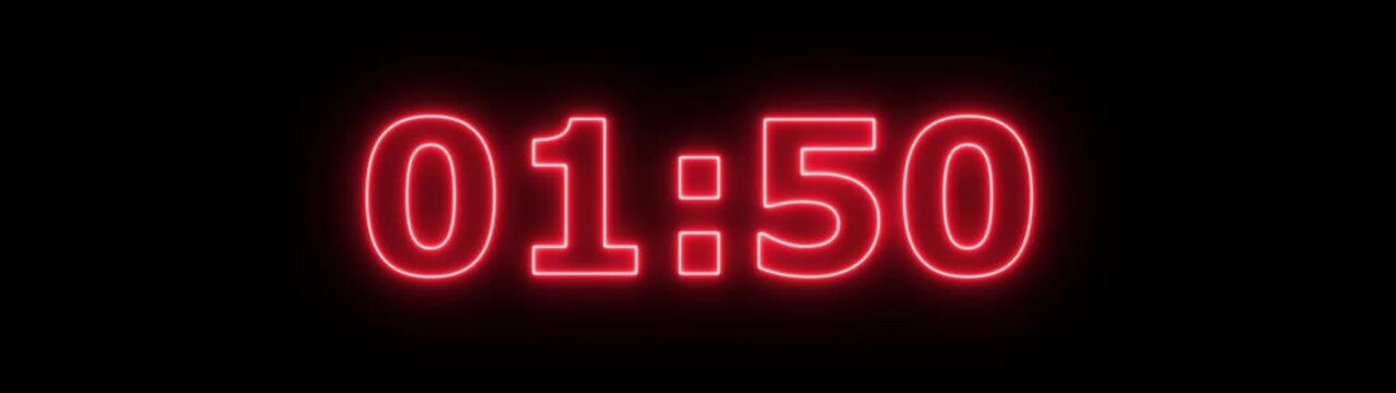 Countdown timer animation of 2 minutes on transparent background with alpha channels, 2 minutes countdown timer animation, countdown video.