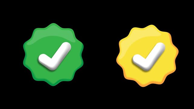 3D green checkmark sign with a checklist tick symbol indicating success, approval, or complete task. Clean vote button animation with a seamless loop on an alpha channel background