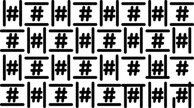 Black And White Hashtag Seamless Pattern Vector Illustration