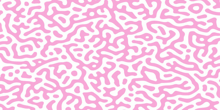 Pink and white abstract turing pattern, seamless organic turing mechanism or reaction-diffusion texture background. Natural reaction diffusion mechanism, coral, or cellular biology