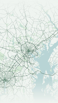 Modern minimalist vector map of Baltimore, Maryland, USA. High-quality scalable illustration of Baltimore city grid, Inner Harbor, Patapsco River, Fells Point for posters and design.