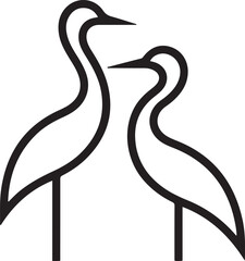Fototapeta premium Two birds. Crane and heron. Stylisation. one line art icon drawing vector