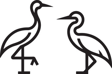 Fototapeta premium Two birds. Crane and heron. Stylisation. one line art icon drawing vector