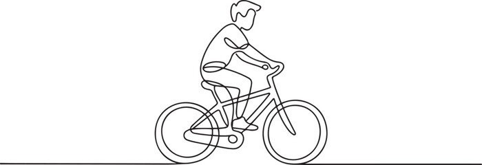 Fototapeta premium One continuous single drawing line art flat doodle bicycle, teen, bike, teenager, young. one line art icon drawing vector