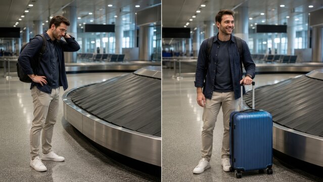 Lost airport baggage and found suitcase at baggage claim