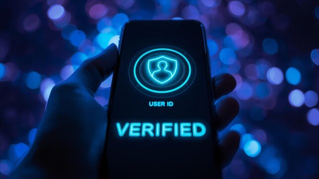 Smartphone Shows Verified User Id Digital Technology Concept