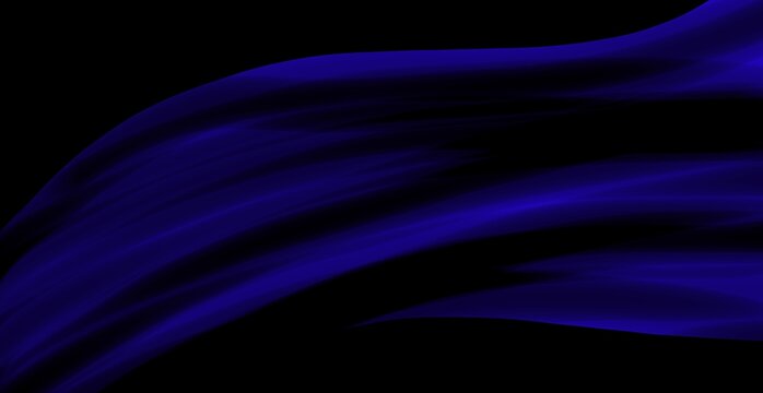 Abstract blue gradient brush strokes isolated on black background for modern banner and poster material design.