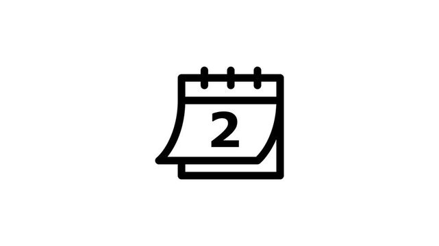 Minimalist black calendar showing the number two on a white background