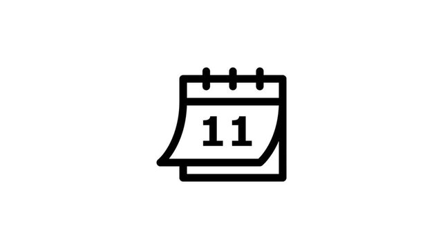 Minimalist black line of a wall calendar showing the number eleven on a white background