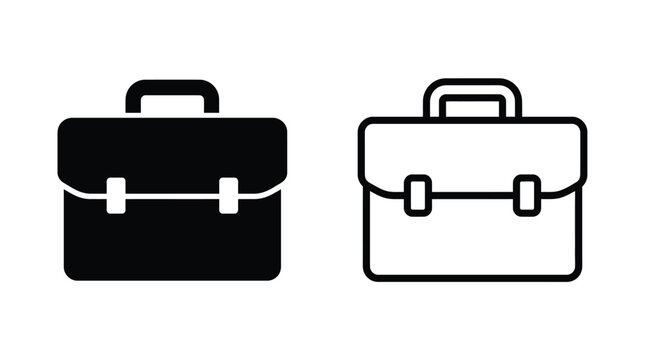 Briefcase icon set black and white outline design