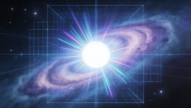 Cosmic galaxy with grid overlay