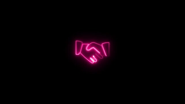 shaking hands icon animation, 4K illustration of shaking hands icon in outline design, animated on a white background.