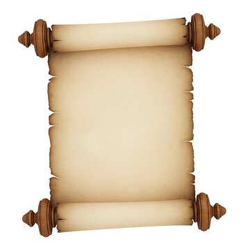 Vintage scroll with wooden handles illustration