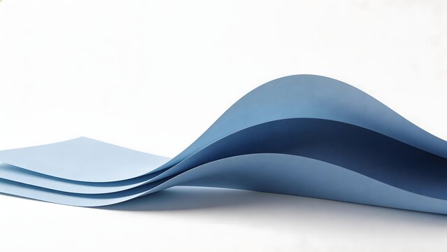 Blue paper sheets in wave shape