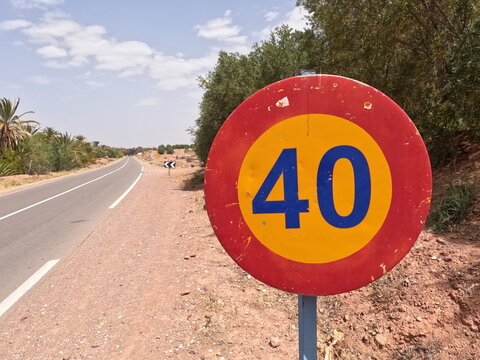 Yellow and Red Speed Limit 40 kmh Traffic Sign