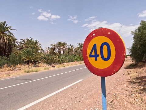 Yellow and Red Speed Limit 40 kmh Traffic Sign