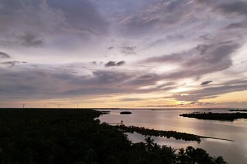 Aerial View of Kalpitiya Lagoon in Sri Lanka - Sun set © pasindu