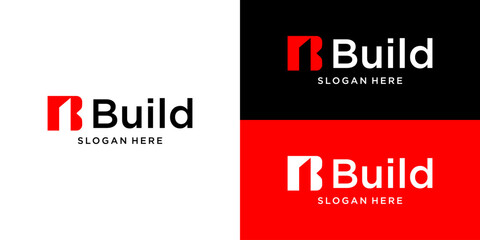 Minimalist Letter B Building Construction Logo Template, Abstract Real Estate Development Concept Icon for Architecture, Engineering, and Property Branding Identity © hustle