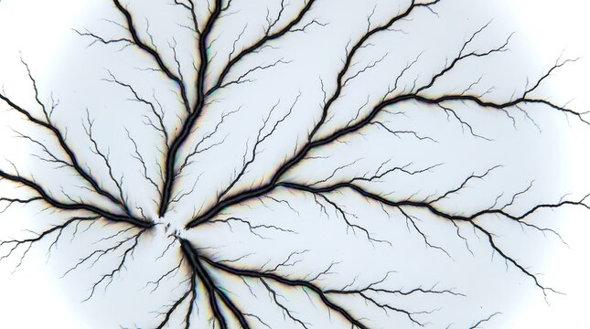 Lichtenberg figure fractal pattern created by high voltage electrical discharge
