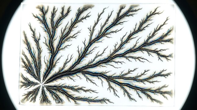 Lichtenberg figure created by high voltage electricity on acrylic block