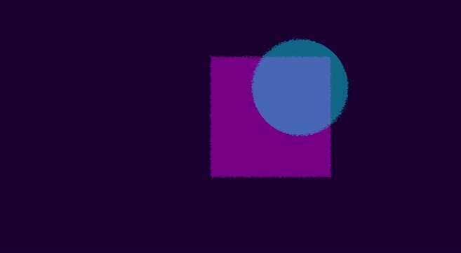 Abstract geometric motion: purple square and blue circle animation