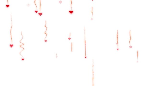 valentines card with love hearts pattern love marriage concept, Happy Valentines day animation white background with hearts dust particle failing love passion 14 February anniversary design concept,