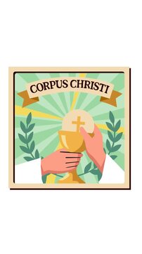 Animated religious footage featuring Corpus Christi communion with chalice and Eucharist symbols, representing Christian faith, worship, spirituality, devotion, and sacred celebration.