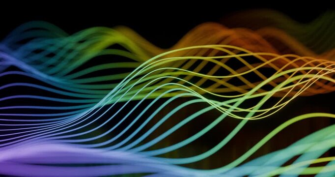 Abstract Neon Color Waves on Black Tech Background looping animation