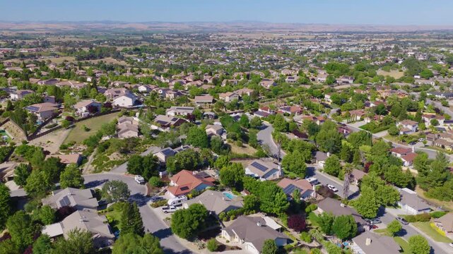 Paso Robles California Aerial View of Suburban Homes and Hills 01