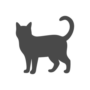 Proud Standing Cat Silhouette Side View Profile Vector