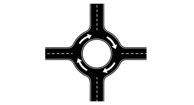 Roundabout Road Traffic Circle Sign.