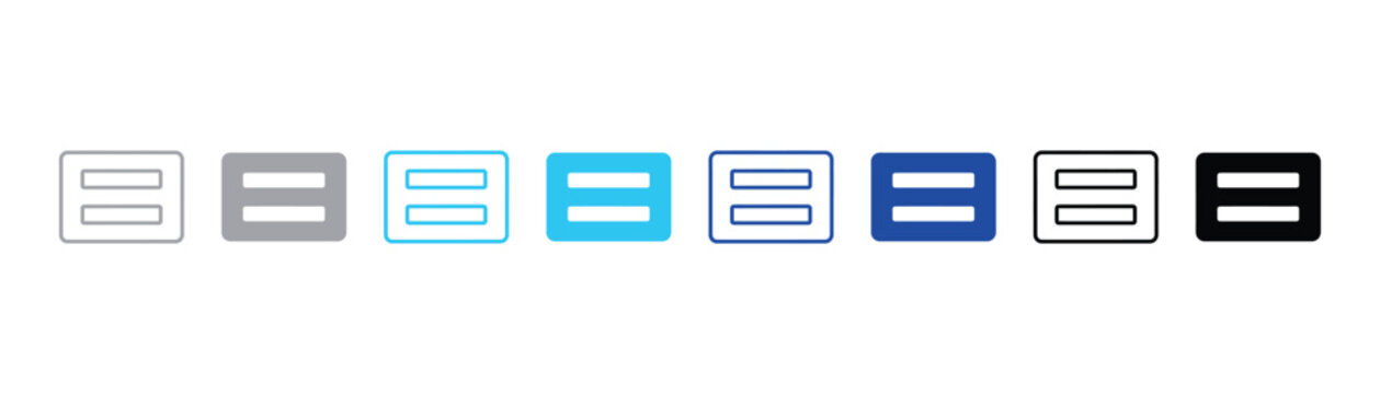 Equality symbol icon parallel lines within rectangle equality illustration mathematics equation comparison measurement sameness identity geometric parallel rectangle quantificati