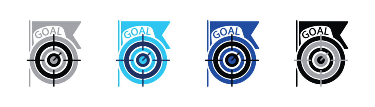 Target goal icon illustration with flag target practice white background flat design bullseye objective competition strategy marksmanship concentration precision direction business